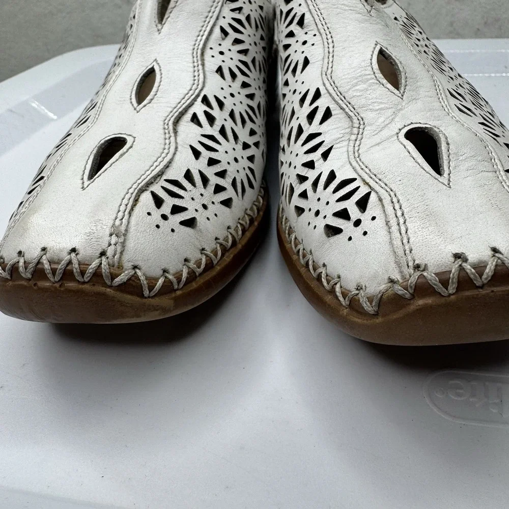 Remonte White Laser-Cut Slingback Sandals